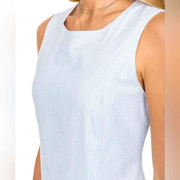 SOUTHERN TIDE Paislee Blue White Seersucker Shift Dress NWOT Size